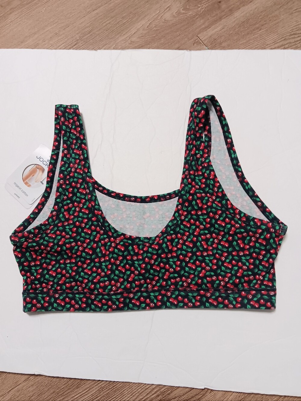 Jockey NWT organic cotton stretch cherry print sports bra, XL - Picture 4 of 10